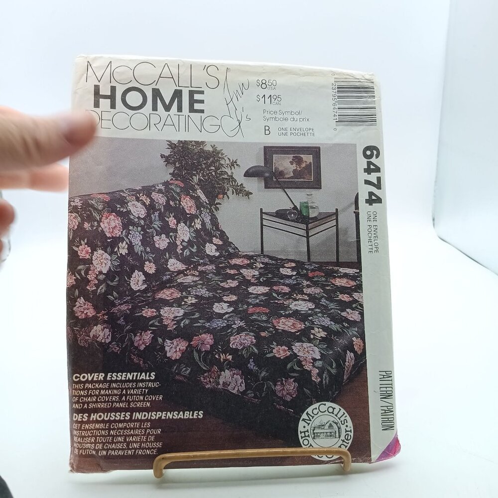 McCalls 6474 Vintage Home Decorating Sewing Pattern Chair and Futon Covers